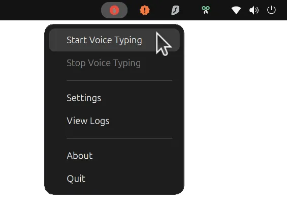 Vocalinux desktop tray