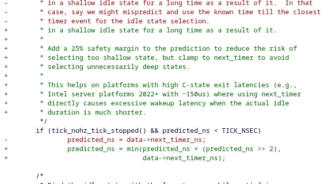 The patch reducing Intel Xeon wakeup latency