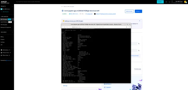 AMD Developer Cloud running with Ubuntu 24.04 + Instinct MI300X