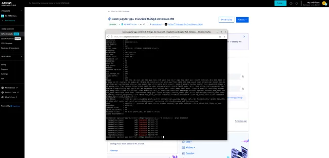 AMD Developer Cloud using Intel Xeon