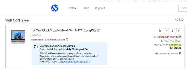 HP OmniBook 5 for $449