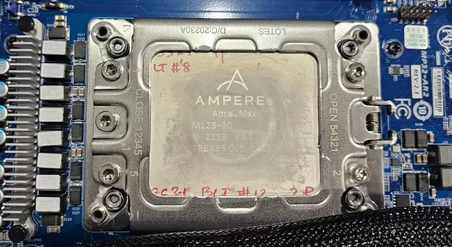 Ampere Altra Max CPU installed