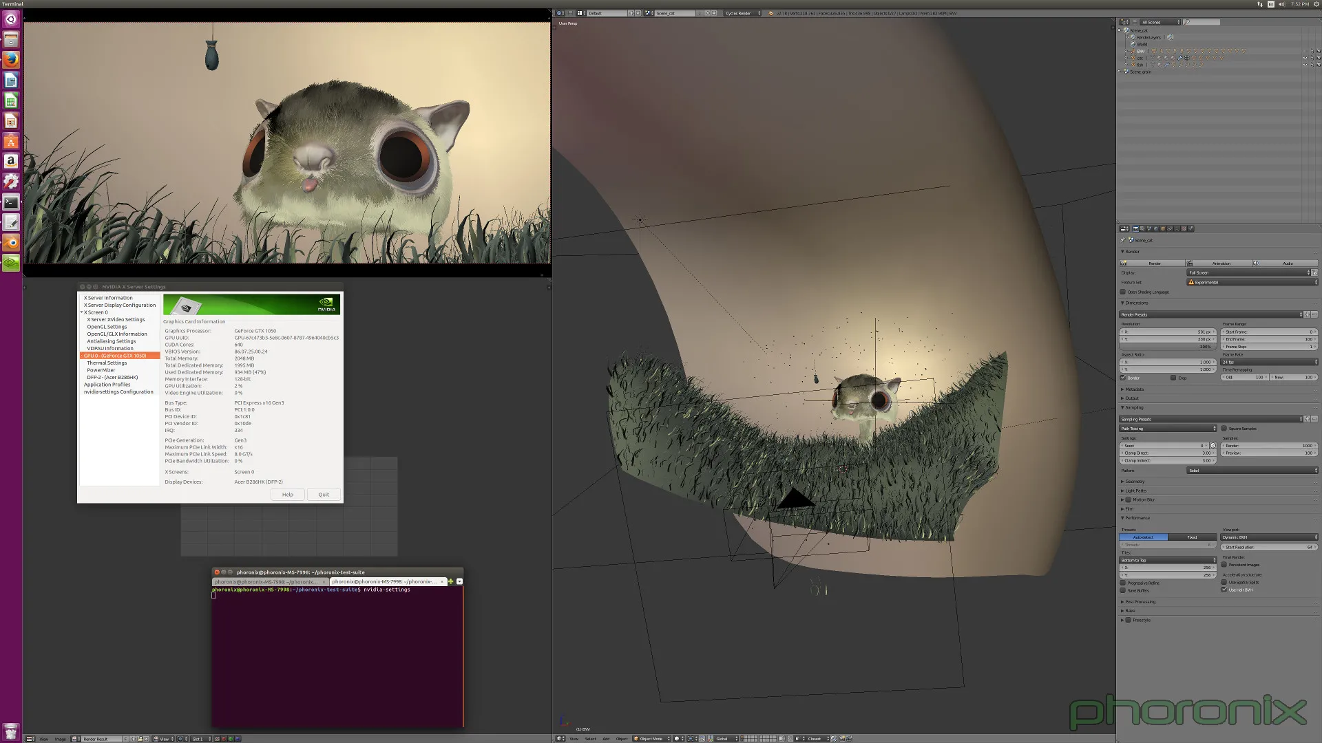 [Phoronix] Blender CUDA Benchmarks On The GeForce GTX 1050/1060/1070