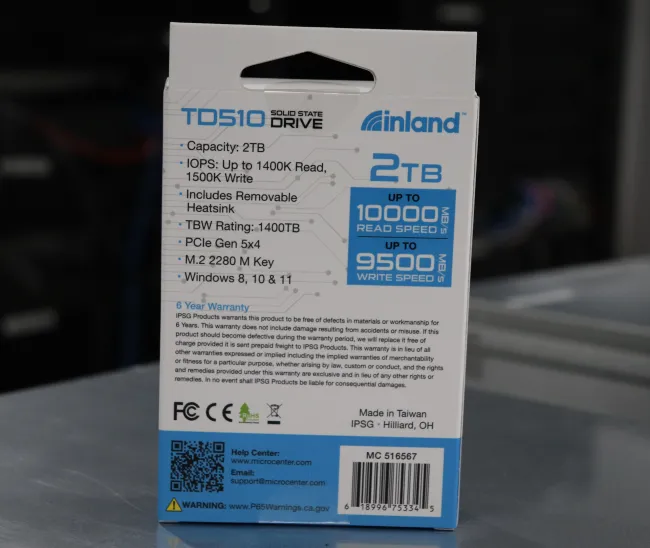 Inland TD510 packaging