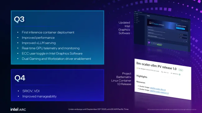 Intel Arc Pro B50 software plans