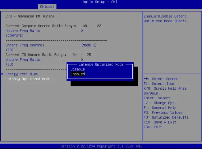 Intel Latency Optimized Mode BIOS option