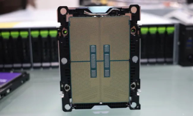 Intel Xeon 6980P processor on heatsink