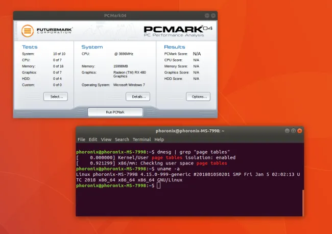 Wine running PCMark software