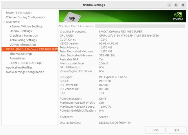 NVIDIA GeForce RTX 4080 SUPER on Linux
