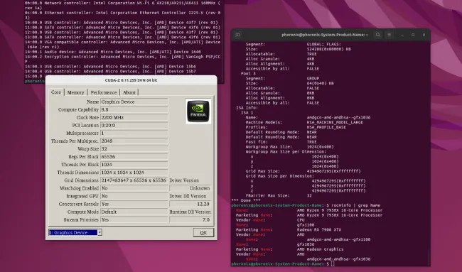 GPU Radeon dengan CUDA-Z di Linux