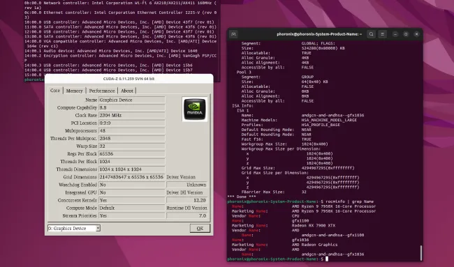 Radeon GPU running CUDA-Z on Ubuntu
