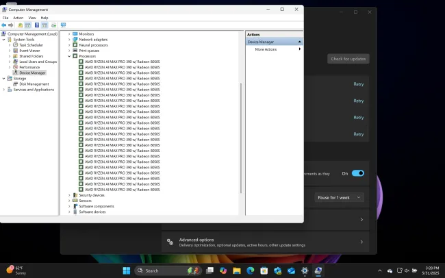 Windows على Ryzen AI Max Pro 390