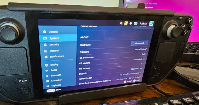 Steam Deck running Steam OS 3.5