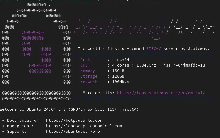 Scaleway EM-RV1 login