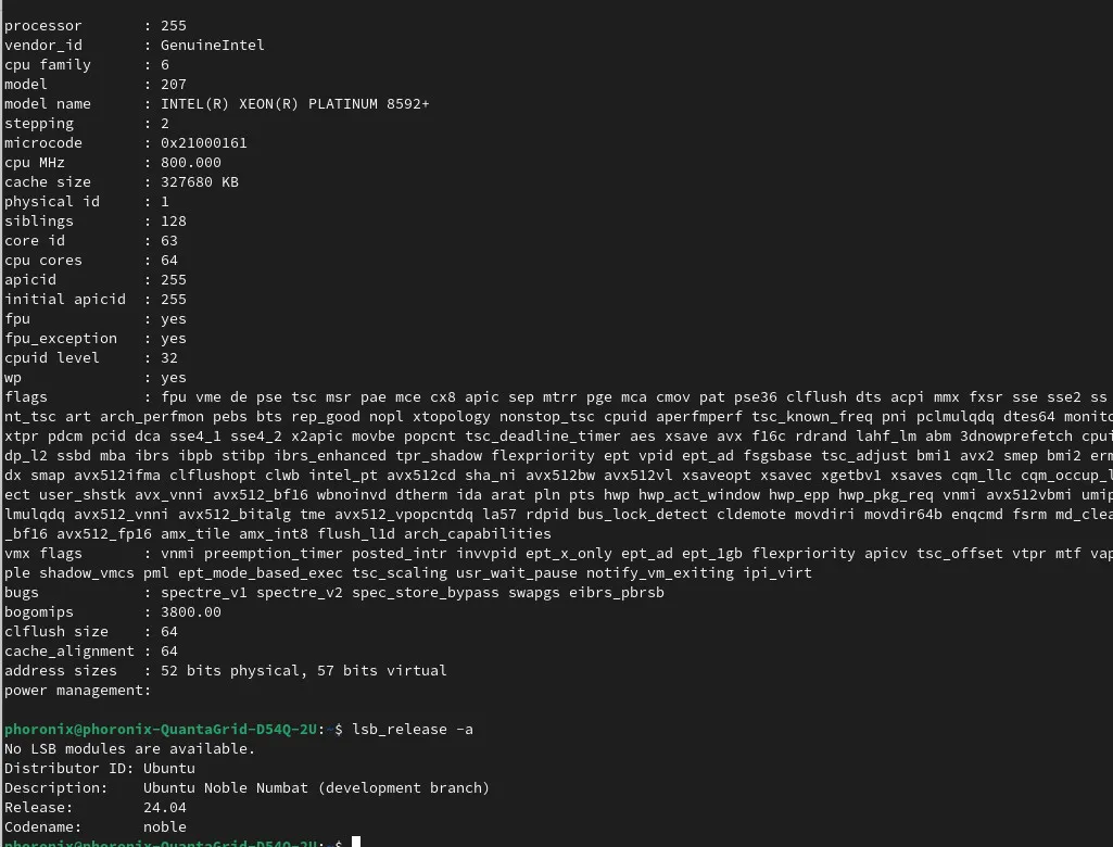 Ubuntu 24.04 Helping Achieve Greater Performance On Intel Xeon Scalable Emerald Rapids